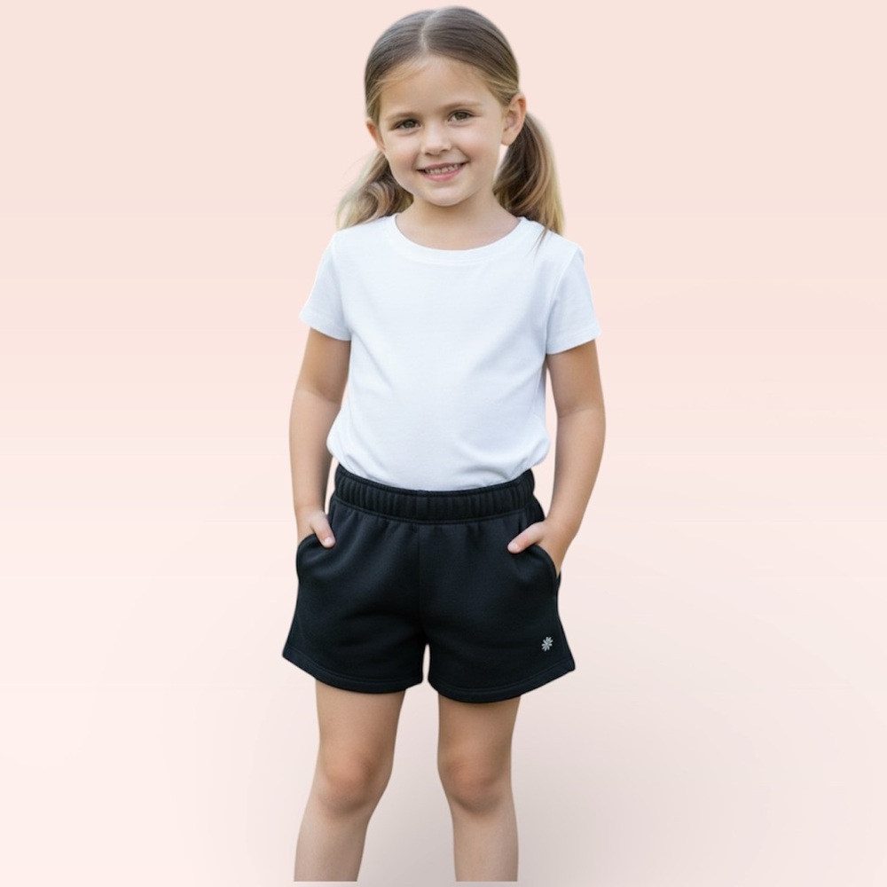 Athleta Girls All Day 2” Fleece Shorts Black Size Small (7)